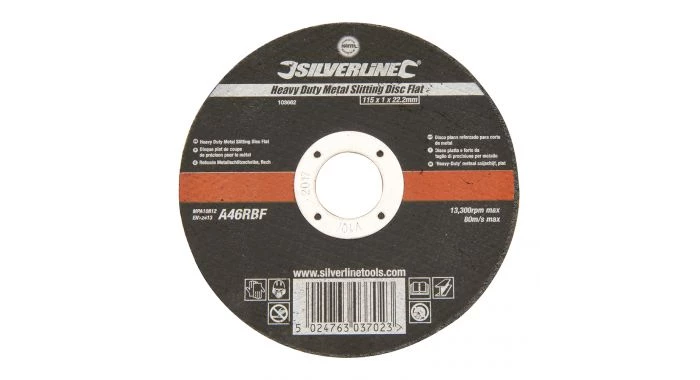 Silverline 103662 Disque plat à tronçonner le métal pour usage intensif - 115 x 1 x 22,23 mm 3 Silverline 103662 Disque plat à tronçonner le métal pour usage intensif - 115 x 1 x 22,23 mm