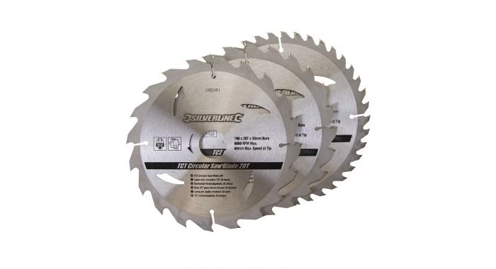 Silverline 590591 Lot de 3 lames TCT pour scie circulaire : 20, 24 et 40 dents - 190 x 30 mm - bague de réduction 25, 20 mm 3 Silverline 590591 Lot de 3 lames TCT pour scie circulaire : 20, 24 et 40 dents - 190 x 30 mm - bague de réduction 25, 20 mm